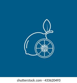Lemon Icon On Blue Background