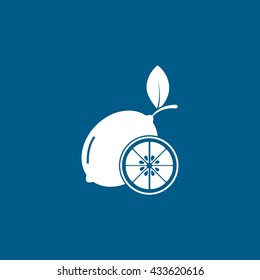 Lemon Icon On Blue Background