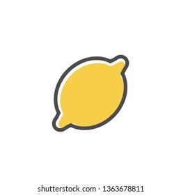 Lemon icon on filled style. Fruit illustration symbol. Can be use for, landing page, website or mobile app. EPS 10. - Vector