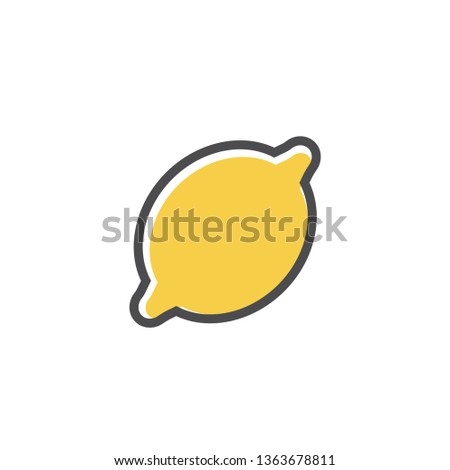 Lemon icon on filled style. Fruit illustration symbol. Can be use for, landing page, website or mobile app. EPS 10. - Vector