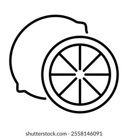 Lemon icon outline Fruit isolate illustration vector
