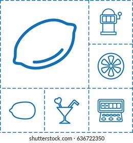 Lemon icon. set of 6 lemon outline icons such as slot machine