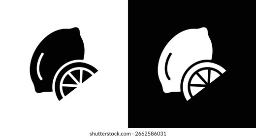Lemon icon set in black glyph style. silhouette collection vector illustration.