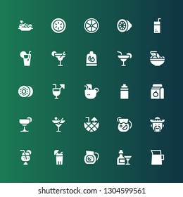 lemon icon set. Collection of 25 filled lemon icons included Lemonade, Cocktail, Sangria, Juice, Mexican, Martini, Isotonic, Coconut drink, Cocktails, Kiwi, Tom yum, Margarita