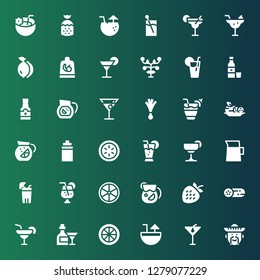 lemon icon set. Collection of 36 filled lemon icons included Mexican, Cocktail, Lemon, Margarita, Cucumber, Strawberry, Juice, Lemonade, Isotonic, Leek, Sangria, Tequila, Fruits