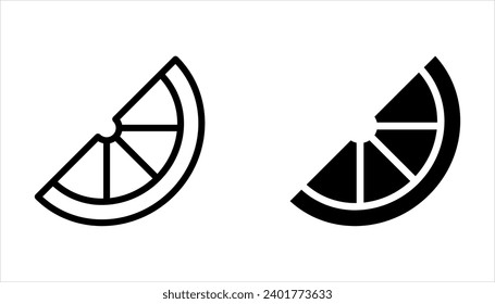 Lemon icon set. Fresh lemon fruits on white background. color editable