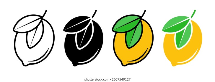 Lemon icon set. for mobile concept and web design on white background