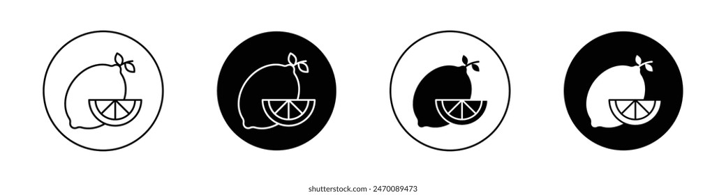 Lemon icon set. simple lemonade vector symbol. fresh citrus fruit sign. citric acid Lemon fruit icon in filled and outlined style.