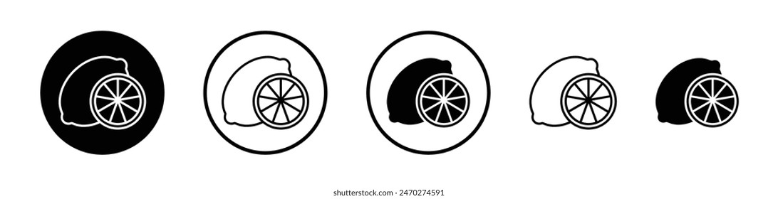 Lemon icon set. Simple lemonade vector symbol in fresh citrus fruit sign style. Citric acid lemon fruit icon.