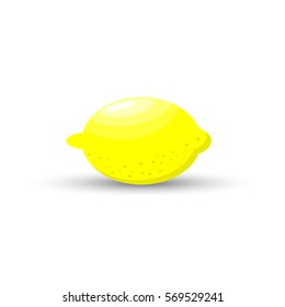 Lemon icon with shadow isolated on white background vector illustration