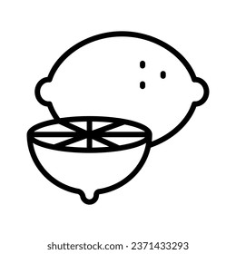 Lemon icon in simple style design. Line vector. Isolate on white background. Naturopathy Therapy Vector Line Icon. Naturopathy Medication Linear Pictogram. Alternative Medicine Contour Illustration