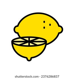 Lemon icon in simple style design. Color vector. Isolate on white background. Naturopathy Therapy Vector Icon. Naturopathy Medication Pictogram. Alternative Medicine Illustration