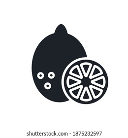 Icono de limón. Ropa de limón. Silueta negra aislada. Rellenar icono sólido. Diseño minimalista moderno. Ilustración vectorial. Frutas