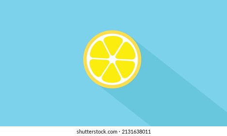 Zitronensymbol. Vecor flach einzeln bearbeitbare Illustration einer Zitrone mit Schatten