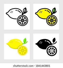lemon icon vector design in filled, thin line, outline and flat style.