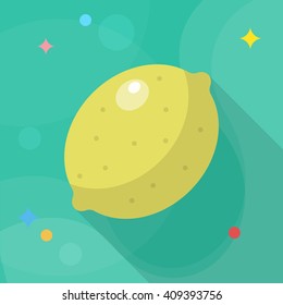 Lemon icon, Vector flat long shadow design. EPS10