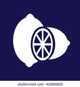 Lemon icon vector illustration. Blue background