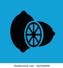 Lemon icon vector illustration. Blue background