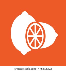 Lemon icon vector illustration. Orange background