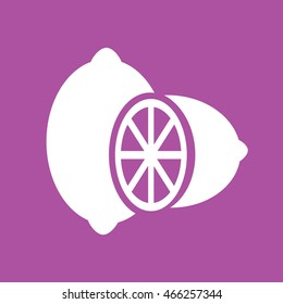 Lemon icon vector illustration. Purple background