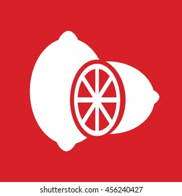 Lemon icon vector illustration. Red background