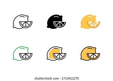 lemon icon vector illustration with six different style design. isolated on white background