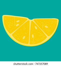 Lemon icon. Vector illustration of lemon slice. Cut lemon with seeds and drops. 