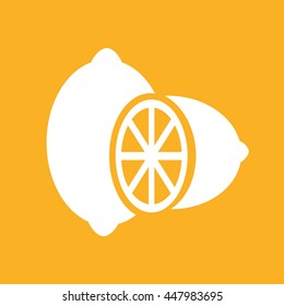 Lemon icon vector illustration. Yellow background