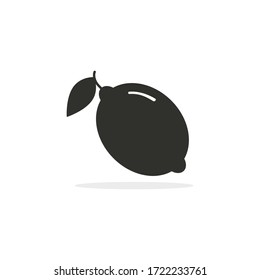 Lemon icon, Vector isolated black lemon fruit symbol.