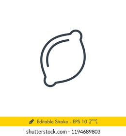Lemon Icon / Vector - In Line / Stroke Design