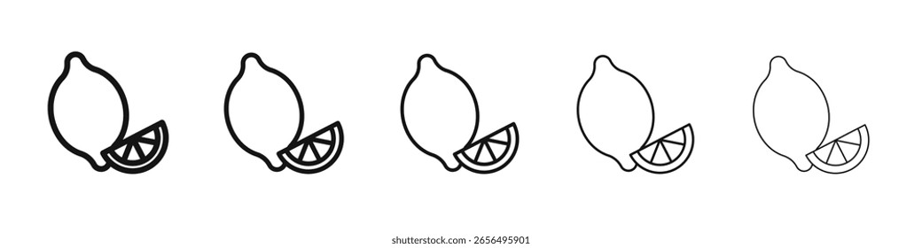 Lemon icon vector outline set illustration sign