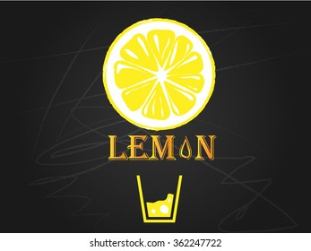 Lemon icon,logo. Flat design style modern .lemon fruits on black vector illustration