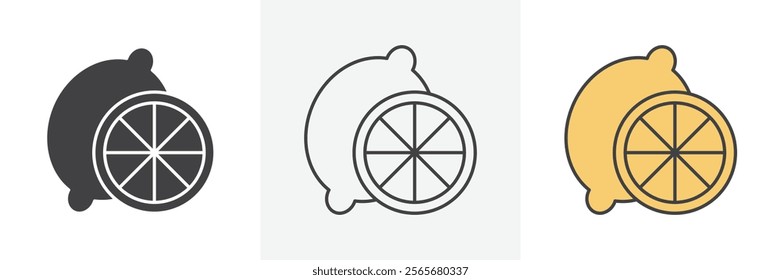 Lemon icons in black and colored versions