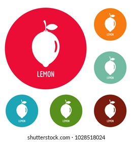 Lemon icons circle set vector isolated on white background
