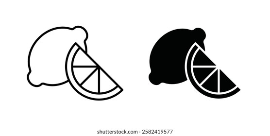 Lemon icons pack vectors in black flat and strokes
