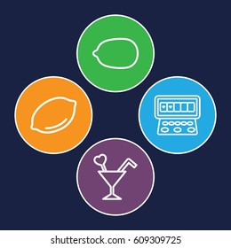 Lemon icons set. set of 4 lemon outline icons such as Lemon, Slot machine