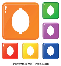 Lemon icons set collection vector 6 color isolated on white background