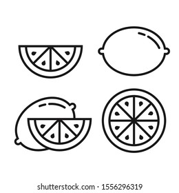 Lemon icons set. Simple design. Line vector. Isolate on white background.