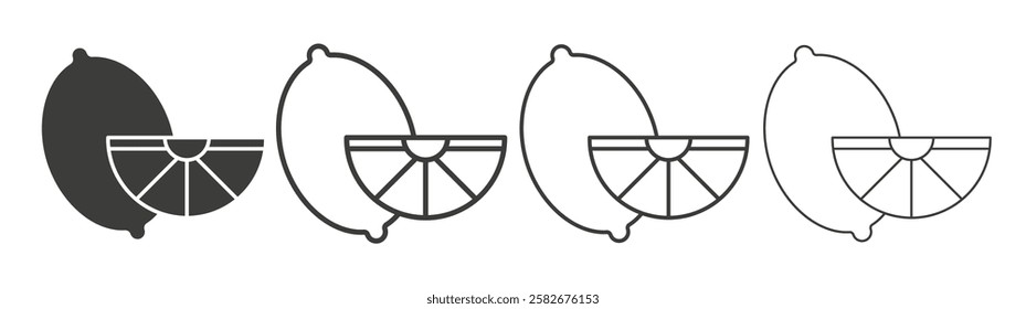 Lemon icons set vectors graphic designs