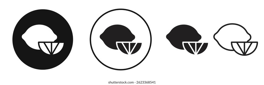 Lemon icons in solid black and outlined style