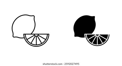 Lemon icons. stroke line and black solid icons