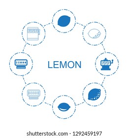 lemon icons. Trendy 8 lemon icons. Contain icons such as Lemon, Slot machine. icon for web and mobile.