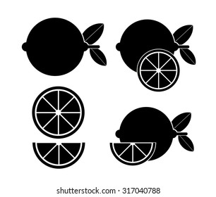 Lemon icons. Vector silhouettes.