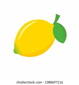 Lemon illustration with flat design isolated on white background