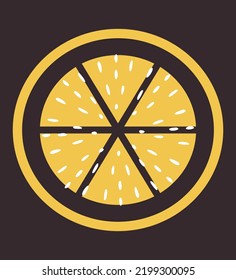 Zitronengrafik. Flache, moderne abstrakte Clipart-Kunst mit frischem Obst. Einzeln Vektorsymbol im Doodle-Stil für veganischen, vegetarischen Merch. 