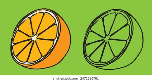 lemon illustration with  a green background
