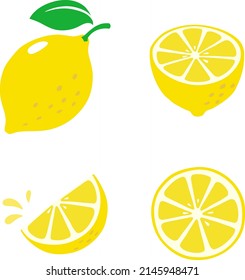 Lemon illustration icon material set