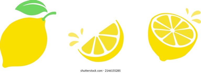 Lemon illustration icon material set