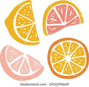 Zitronengrafik. inspirierende Karte mit Doodles-Zitronen, orange einzeln auf Hintergrund. Farbige Illustration für Grußkarten oder Drucke.