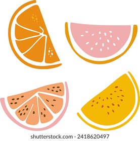 Lemon illustration. inspirational card with doodles lemons, orange isolated on background. Colorful illustration for greeting cards or prints.